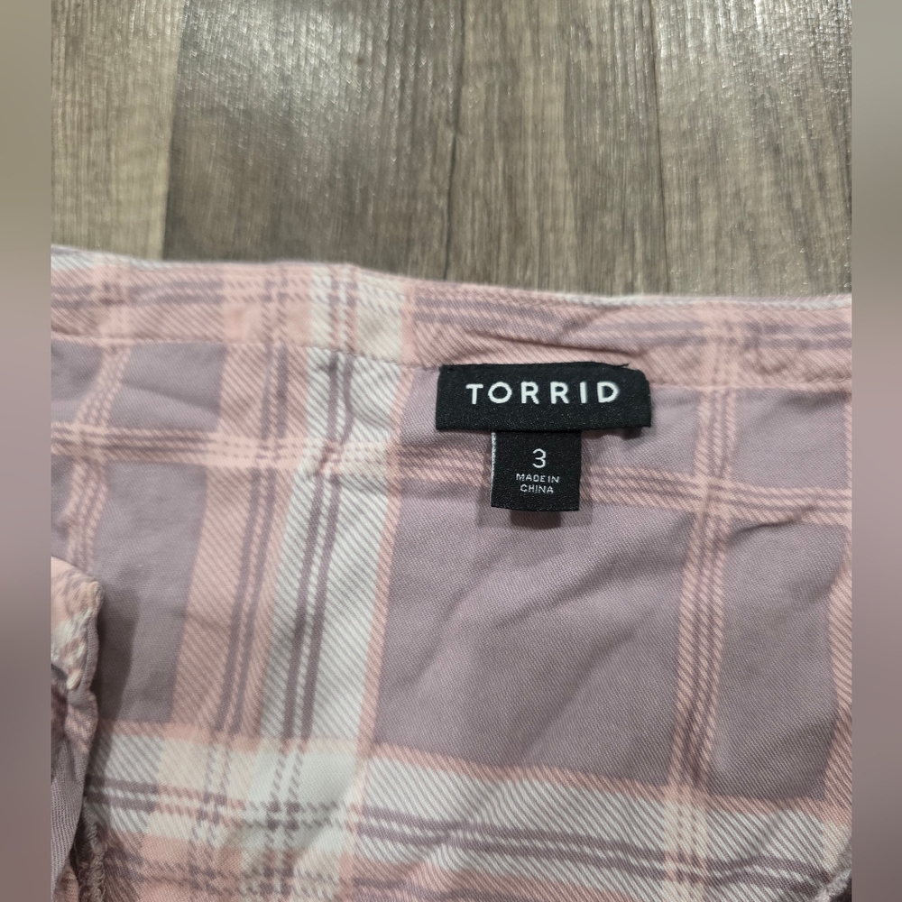TORRID PINK PLAID SHIRT DRESS TUNIC Plus Curvy Preppy Classy 3x - Picture 6 of 12